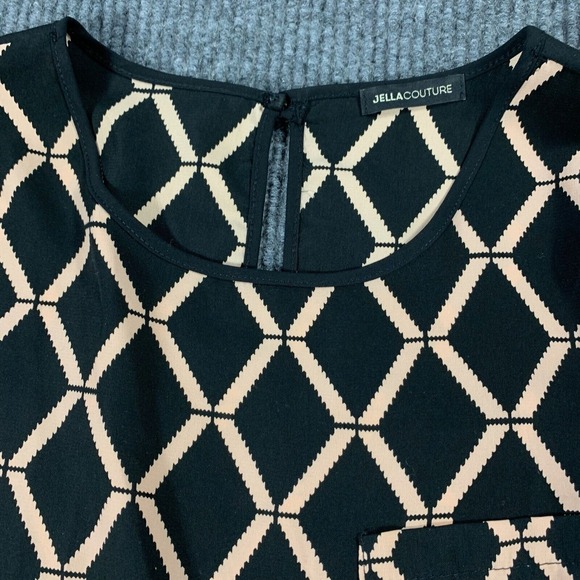 Jella Couture Blouse Womens Medium M Black Pocket 3/4 Sleeve Pullover Comfort‎ - Picture 2 of 12